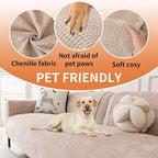 HAOMAIJIA Pet Couch Covers for Sofa Waterproof Couch Cover for Dogs Chenille Non Slip Sofa Covers Washable for 2 Cushion Couch Furniture Protector (Khaki, 36.5" x 62" 1 Pack)