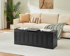 51.2" Storage Chest Extra Large,Storage Bench with 2 Safety Hinges,Shoe Bench,51.2 * 15.7 * 19.1 inches,Wooden Trunk for Bedroom,livingroom,entryway,Supports 220 lb,Easy Assembly(Black).