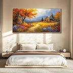 FUHAIHUA Wood Framed Canvas Wall Art For Living Room Large Wall Decor For Office Bedroom Decoration Reddish Orange Tree Picture Farmhouse Painting Artwork Room Wall Mural Aesthetic Home Decor 30x60