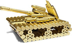 Bullet Shell Military Vehicle Sculptures - Handmade Tank, Airplane, Warship Metal Art Decor for Home, Office, Study Room for Men, Veterans (Tank Model)