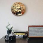 SPUNKER Clock for Bedroom,Vintage Ship Sailing Wall Clocks for Living Room Decor,Sea Ocean Kitchen Clocks Wall Battery Operated - 10 Inch Round Bathroom Wall Clock Silent Non-Ticking