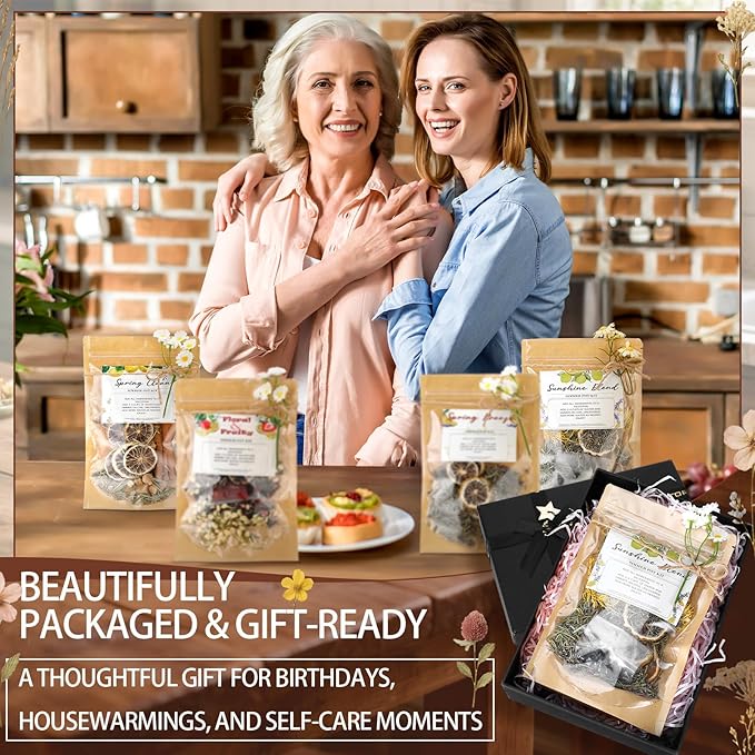 4 Set Spring Clean Potpourri Bags Stovetop Simmering Mix Potpourri Instruction and Sticker Floral Fruity Cinnamon Natural Air Freshener Sachet for Party Craft DIY Gift Housewarming Hostess