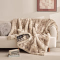 Sophia & William Fox Faux Fur Bed Blanket Throw for Couch(60x80 Inches), Luxury Fluffy Fuzzy Warm Soft Reversible Blankets, Plush Throw, 800GSM, Arctic Fox & Plaid