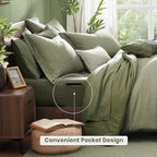 Monbix California King Comforter Set - 7 Pieces Cationic Dyeing Sage Green Bed in a Bag Cal King Bed Sets with Comforter, Sheets, Pillowcases & Shams, Reversible Bedding Comforters Sets
