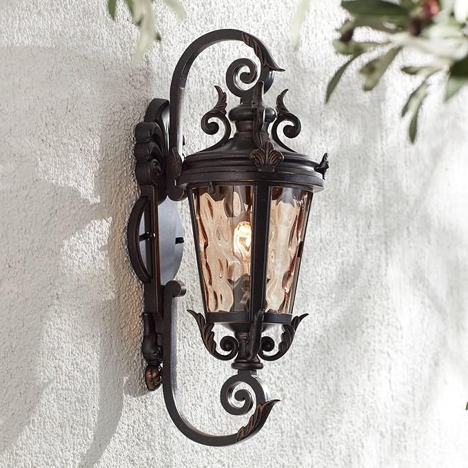 John Timberland Casa Marseille European Vintage Outdoor Wall Light Bronze French Vintage Sconce Fixture Decor for Exterior House Porch Patio Outside Deck Garage Yard Front Door Garden Home