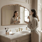 Besdomus Gold Large Fireplace Mirror: 48"x 33" Baroque Vintage Mirror - Traditional Ornate Antique Arched Mirrors for Bathroom/Wall/Vanity/Mantel/Bedroom/Entryway/Hallway - Home Decor for Living Room