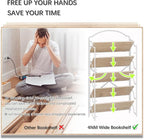 4NM No Assembly Extra Wide Folding Bookshelf for Living Room, 5 Tiers Collapsible Book Shelves Open Industrial Foldable Bookcase Storage Shelf for Home Office - Cloud Oak