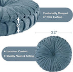 Intelligent Design Loretta Floor Pillow, Large Cushions Sitting for Adults, Floor Pillow for Meditation or Yoga, Lustrous Chenille Button Tufted, Pleated Design for Bench/Chair, 22"x22"x6", Aqua