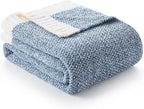 Snuggle Sac Heather Blue Bed Blanket Oversized Twin XL 66x90, Super Soft Warm Blankets for Bed, Living Room, Luxurious Microfiber Blanket Dupes, Heather Blue, 66x90
