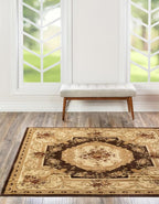 Rugs.com Chateau Collection Rug – 10 Ft Square Brown Medium Rug Perfect for Living Rooms, Kitchens, Entryways