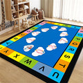 Kids Education Area Rug Funny Colorful English Letters and Cloud Math Print Carpet for Living Room Blue Black Non Slip Washable Floor Mat for Nursery Dorm Bathroom Home Office Classroom, 3x4ft