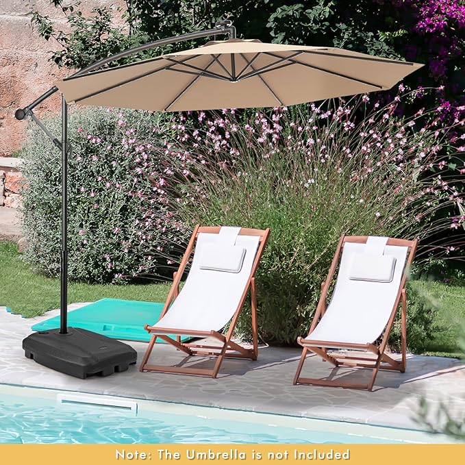 Giantex Offset Patio Umbrella Base - 243 lbs Fillable Cantilever Umbrella Stand with Wheels, Heavy Duty HDPE, Sand Water Weighted Market Umbrella Base for Garden Poolside Yard Outdoor
