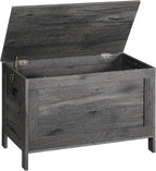 HOOBRO Toy Box, Retro Wooden Look Storage Chest with Safety Hinge, Entryway Storage Bench Supports 220 lb, 29.9 x 15.7 x 18.9 Inches Toy Chest Organizer, Easy Assembly, Charcoal Black BC75CW01G1