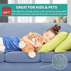 YEMYHOM Latest Checkered 4 Pieces Couch Covers for 3 Cushion Couch High Stretch Thickened Sofa Cover for Dogs Pets Elastic Slipcovers Living Room Furniture Protector (Light Blue), 71"-91"(3 Cushions)