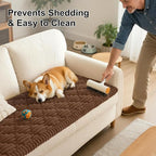 Smiry Pet Couch Cover for Dogs Washable, Non-Slip Fuzzy Couch Covers for 3 Cushion Sofa Pet Friendly, Soft Thick Furniture Protector Sofa Slipcover Mat for Dogs (Chocolate, 27.6" x 82.7")