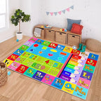 Kids Alphabet Play Game Rug - 3' 3" x 5' 3" ABC Numbers and Shapes Educational Learning Toddler Carpet - Kids Room Playroom Classroom Kindergarten Activity Fun Soft Non-Slip Mat