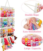 Bow Holder Organizer for Girls - Hanging Hair Accessories Storage for Headbands, Clips, Ties, Scrunchies (Without Bows) (Beige)