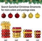 Red & Gold 2.5" Christmas Balls Christmas Tree Decoration Ornaments Shatterproof Hanging Balls for Birthday Halloween Holiday Wedding Decorations Set of 24pcs