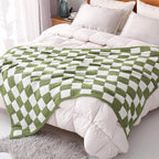 Panku Checkered Blanket, Ultra Soft Green Checkered Throw Blanket, Warm Fluffy Checkerboard Blanket for Couch and Sofa (50x60 Inches, Green)