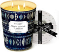 HomeLights Scented Candles | Large Jar 34 Oz Natural Soy Candle | 130 hrs Long-Lasting with 3 Wicks | Bohemian Natural for Home Decor | Gifts for Mom & Women, White Jasmine Tuberose