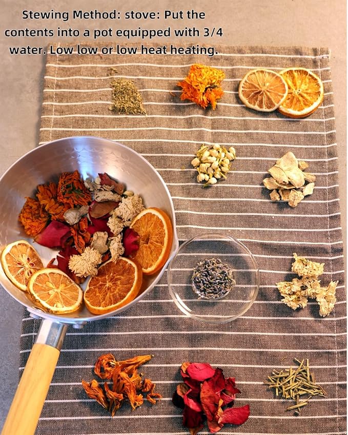 Simmering Potpourri, Simmer Pot Potpourri, All-Natural Handmade Stove Top Rose Lavender Dried Orange Slices Perfect for House Warming Hostess Gift