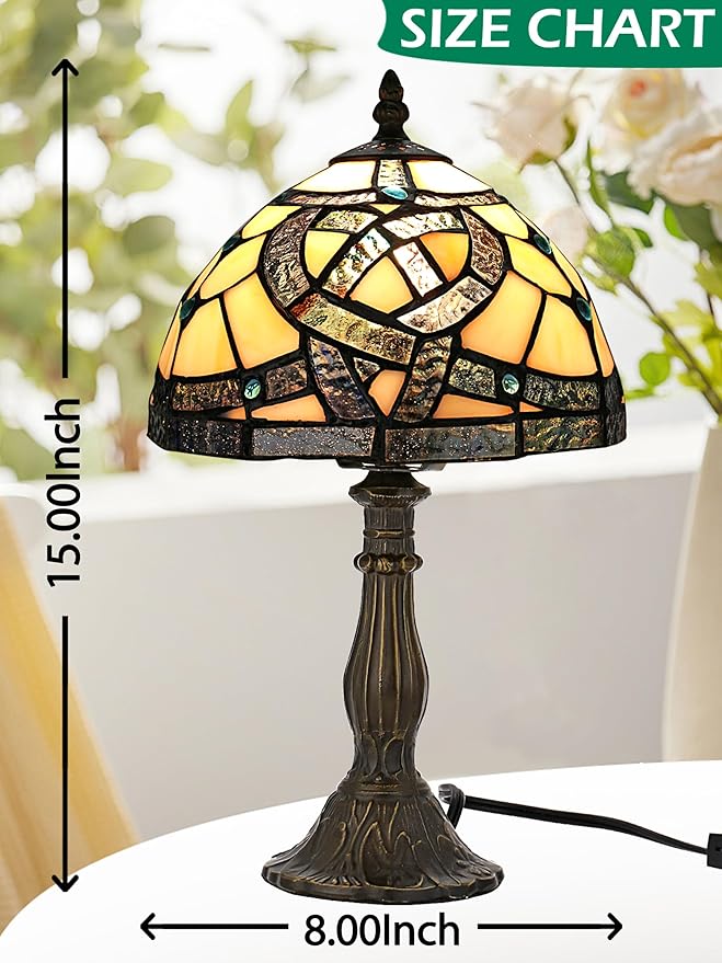 KY&BOSAM Tiffany Table Lamps Irish Celtic Stained Glass Lamp17500 Lumens UL Style Light Shade +E26 Bulb Holder+ Metal Base 8*8*14Inch Family Bedroom Living Room Office Memory St Patrick's Day Decor