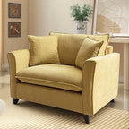 ERYE Modern Chenille Upholstered Accent Chair Wider Seat Leisure Cushion Armchair with 2 Pillows and Removable Cover for Home Apartment Office Living Room Bedroom