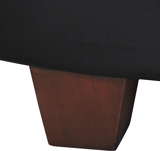Homepop Home Decor | Upholstered Faux Leather Large Tufted Round Storage Ottoman | Button Top Ottoman with Storage for Living Room & Bedroom | Decorative Home Furniture, Black