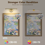 Picture Light Dimmable Hard Wired 15.75 Inch Adjustable Swing Arm Brass Wall Lights for Pictures Led Display Light for Artwork 7W Warm White