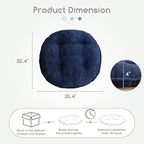 35" Washable Floor Pillow Cushion for Adults, Meditation Cushion Pillow, Extra Large Round Floor Sitting, Removable Tufted Corduroy Cover, for Tatami Living Room or Yoga, Navy, Machine Washable