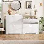 Nicetree Shoe Cabinet with 2 Flip Drawers, Narrow Shoe Organizer Cabinet, Freestanding Shoe Rack Cabinet, Morden Shoe Storage Cabinet for Entryway, Hallway, Foryer, White