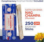 Satya Sai Baba Nagchampa Incense Sticks 250 gm Pack with Raajsee Insence Stick Holder, Inscent Sticks NagChampa Agarbatti, Natural & Chemical Free