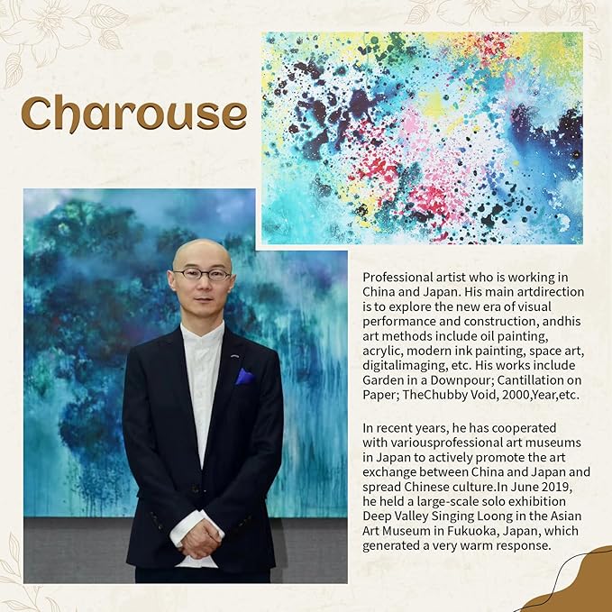 Charouse 2 Piece Framed Wall Decor Christmas GIft Color Fusion Modern Wall Art for Living Room Office Bedroom Yellow Flower Rain Panda Pictures Wall Decor 24*24 Inch Colorful Wall Aabstract Artcanvas wall art