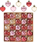 Valery Madelyn 25Pcs Valentine's Day Heart Shaped Ornaments Gift Pack, Christmas Craft Heart Decorations, Clear Transparent Red Pink Gold Christmas Baubles Hanging Party Wedding Decor
