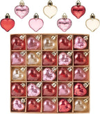Valery Madelyn 25Pcs Valentine's Day Heart Shaped Ornaments Gift Pack, Christmas Craft Heart Decorations, Clear Transparent Red Pink Gold Christmas Baubles Hanging Party Wedding Decor