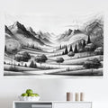 Ambesonne Mountain Tapestry, Monochrome Art Scenic Mounts with Wooded Lands Featuring Eastern Mandala, Fabric Wall Hanging Decor for Bedroom Living Room Dorm, 45" X 30", Pale Grey Dark Taupe
