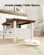 Marsail Farmhouse Coffee Table with Storage, 39.4" Wood Coffee Table for Living Room, Rustic Center Table with 2 Drawers, Open Display Area, Brown&White