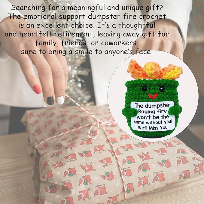 Mini Positive Crochet Dumpster Emotional Fire Funny Office Decor Thank You Gifts for Women Men Coworker Work Bestie Birthday Christmas Retirement Leaving Farewell Gift for Chaos Coordinator Boss