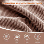 Pouf Ottoman Foot Rest, Comfortable & Soft, Round Footstool for Living Room, Bedroom, Office, Room Decoration, Corduroy Foot Stool Pouf with Odorless & Anti-Clump Filling, Small Brown