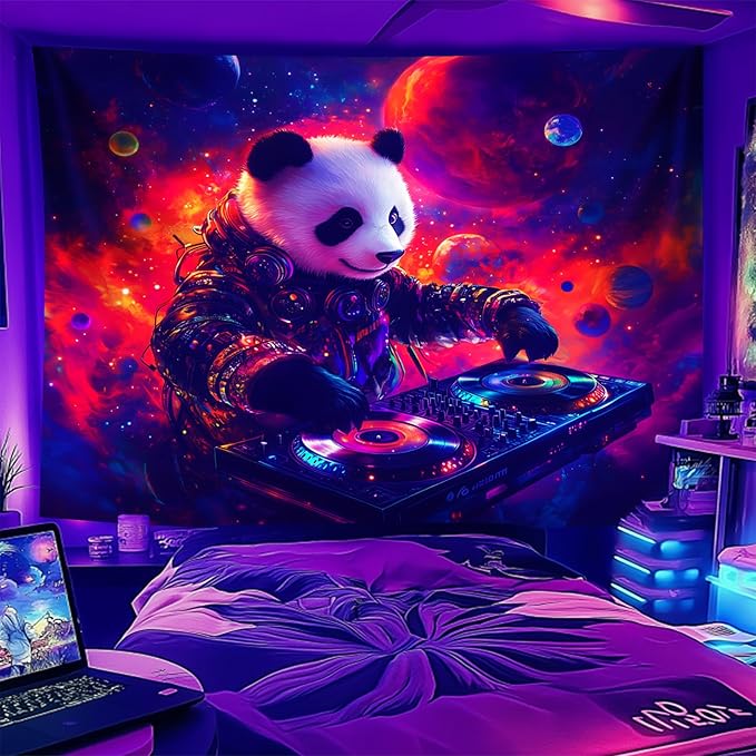 NYZE Astronaut Space Tapestry for Bedroom, Glow in the Dark Room Decor Wall Tapestries, Cool Galaxy Planet Wall Hanging, Wall Hanging for Men Guys Gamer Room Dorm Living Room 79in×591in