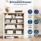 IDEALHOUSE Fluted 4 Drawers Dresser for Bedroom, 35.4" Tall Chest of Dressers for Closet, 4 Fluted Drawers with Metal Handle, Clothes Storage Cabinet for Bedroom, Nursery, Living Room, White