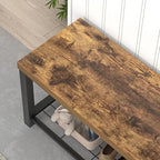 EXCEFUR Entryway Bench, Modern Wood and Metal Storage Bench for Hallway Front Door Entrance, Industrial Indoor Shoe Rack Bench Seat for Living Room Bedroom, 43.3 Inch Rustic Brown