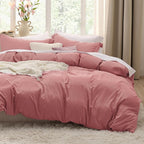Bedsure Pink Clay Duvet Cover Full Size - 3 Pieces Prewashed Extra Soft Cotton-Like Polyester Bedding Set, Includes 1 Duvet Cover 80x90 Inches with Zipper Closure & 2 Pillow Shams, No Comforter