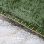 decorUhome Spring Chenille Soft Cozy Throw Pillow Covers 16x16 Set of 2, Modern Farmhouse Boho Velvet Decorative Pillow Cases with Stitched Edge for Couch Sofa Bed Home Decor, Forest Green