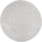 Modern Indoor Rug Orbit 4 Round Area Rugs for Living Room Luxury Kitchen Bedroom Durable Soft Geometric Durable Low and High Pile Stain Resistant Non Shedding Area Carpet 4 Round