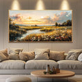 FUHAIHUA Wood Framed Canvas Wall Art For Living Room Large Wall Decor For Office Bedroom Decorations Sunset Landscape Pictures Farmhouse Painting Artwork Room Wall Mural Aesthetic Home Decor 30x60 In