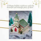 Spode Christmas Tree Miniature Christmas Village Figural Decoration, LED Lighted Christmas Village Set, Ceramic Holiday Decor - Dolomite Christmas Collectible for Indoor Display (Church)