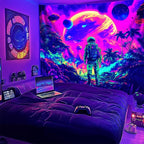 NYZE Astronaut Space Tapestry for Bedroom, Glow in the Dark Room Decor Wall Tapestries, Cool Galaxy Planet Wall Hanging, Wall Hanging for Men Guys Gamer Room Dorm Living Room 59x51 in