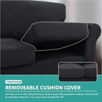 YEMYHOM Latest Checkered 3 Pieces Couch Covers for 2 Cushion Couch High Stretch Thickened Love Seat Sofa Cover for Dogs Pets Anti Slip Elastic Loveseat Slipcover Protector (Black), 55"-69"(2 CUSHIONS)