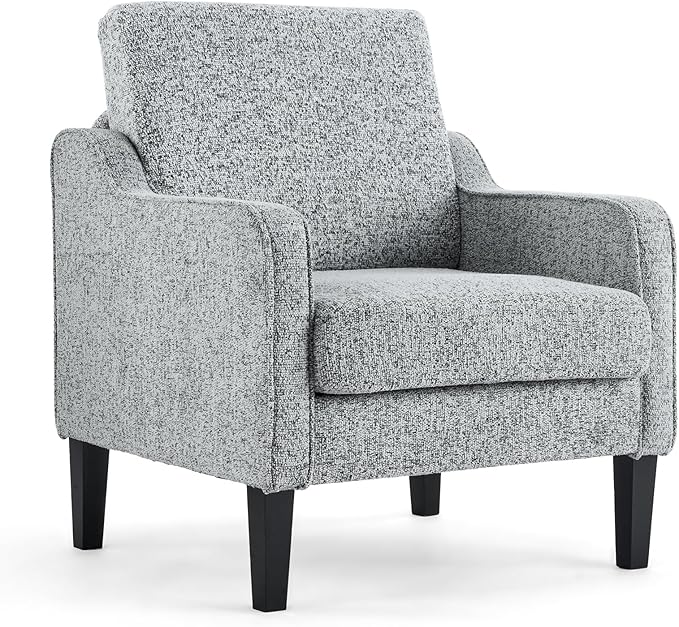 VINGLI Accent Chair for Living Room Chairs Reading Chair for Bedroom Chair Scooped Arm Chair Mid Century Modern Accent Chairs Upholstered Comfy Chair for Apartment, Waiting Room (1, Texture Gray)